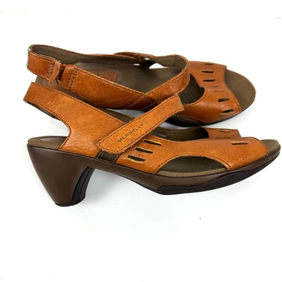 Merrell Evera Chase Browen Leather 3'' Heel Slingback Comfort Sandals Womens 8.5 - Picture 4 of 8